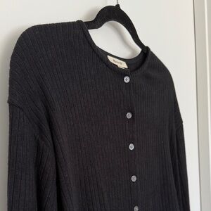 Madewell Black Ribbed Button-Up Sweater